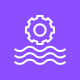 Icon representing Amazon Kinesis Data Analytics for Apache Flink, featuring a gear and wavy lines on a purple background.