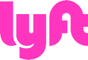 Lyft logo in bold pink text.