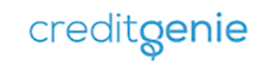 CreditGenie logo in blue text on a transparent background