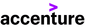 Accenture logo in a horizontal layout with a purple forward arrow above the company name.