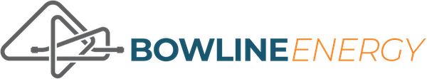 Logo of Bowline Energy featuring a stylized knot design and the text "Bowline Energy" in blue and orange.