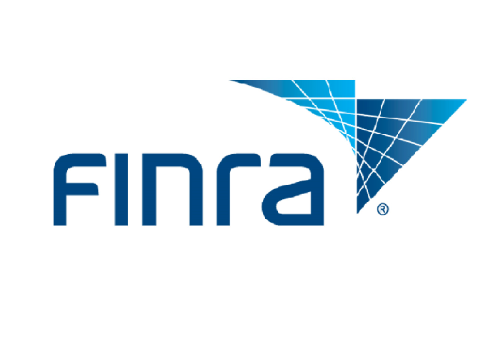 FINRA logo in blue with a geometric design element.