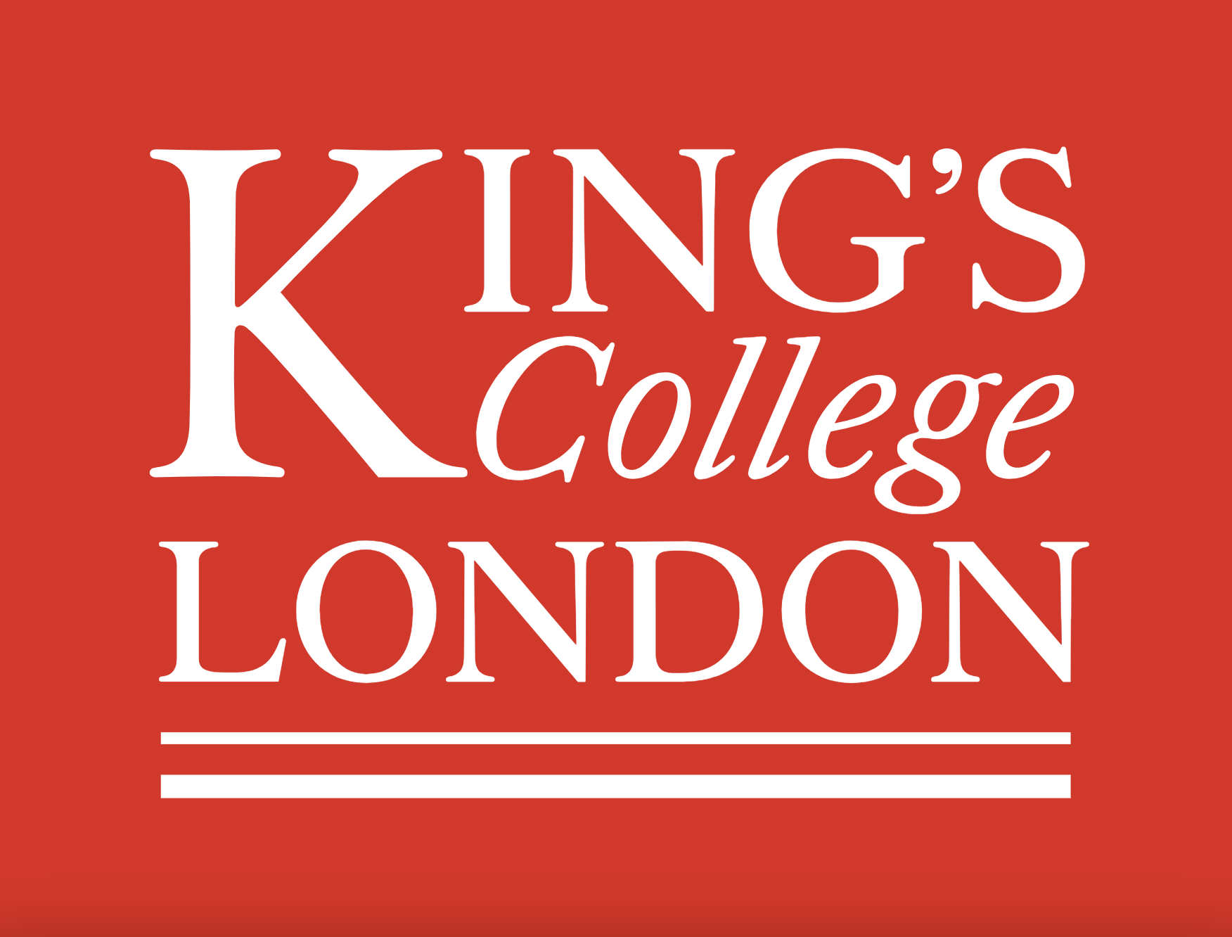 King's College London logo with white text on a red background.