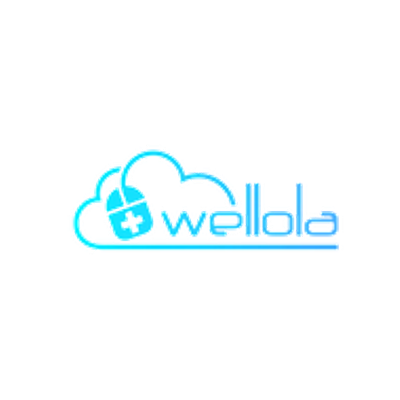 Wellola cloud logo in blue with a cloud and padlock graphic, 400x400 pixels.