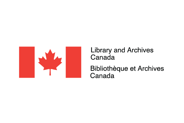 Bilingual logo for Library and Archives Canada featuring the Canadian flag and text in both English and French.