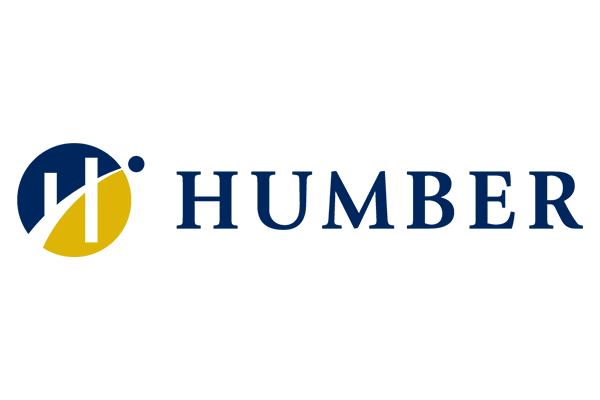 Humber College logo featuring stylized text and icon.