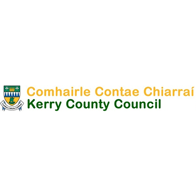 Logo of Kerry County Council, featuring the Irish and English text and the council crest.