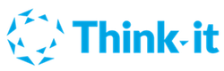 Logo of Think-it in blue color with geometric circular design and 'Think-it' text.