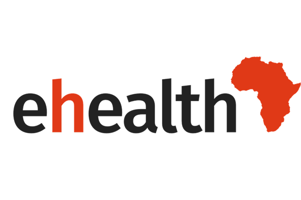 eHealth logo with an orange map of Africa integrated into the design.