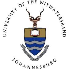 Coat of arms of the University of the Witwatersrand, featuring a kudu head, shield with wavy blue lines, an open book, and the motto "Scientia et Labore."