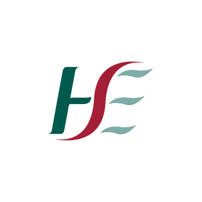 Logo of the Health Service Executive (HSE) Ireland, featuring stylized green and red letters on a white background.