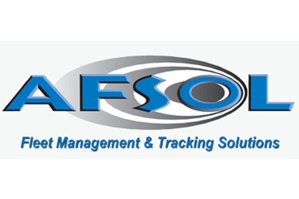 Logo for AFSOL with the tagline "Fleet Management & Tracking Solutions" and a circular design behind the text.