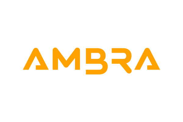 The logo of Ambra displayed in bold orange letters on a white background. This image is used for case study purposes.