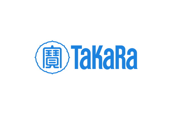 Takara Bio logo in blue, featuring Japanese characters inside a circle and the text 'Takara' in stylized lettering.