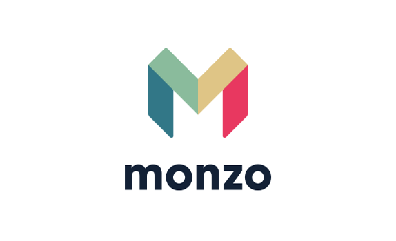 Monzo logo with multicolored geometric 'M' on a white background, used for a case study.
