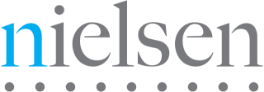 Nielsen company logo with stylized text and dotted underline.