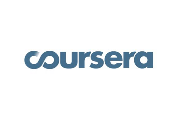 Coursera logo with blue text on a white background