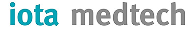 Logo for IOTA MedTech, featuring the word 'iota' in teal and 'medtech' in gray.