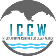"Logo of ICCW with blue text and a wave design inside a circular outline."