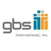 Logo of GBS International, Inc. featuring the company name in gray text with stylized human figures in blue, teal, orange, and gray above the text.
