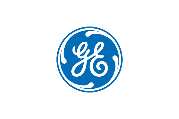 The General Electric (GE) blue logo featuring the white 'GE' script inside a blue circle with decorative swirls, on a white background.
