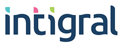 Logo of Intigral, featuring stylized text with colored accents above the letters.