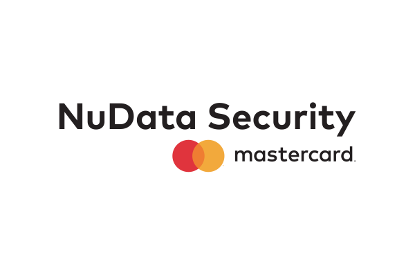 Logo for NuData Security, a Mastercard company, featuring the text 'NuData Security' and the Mastercard logo.