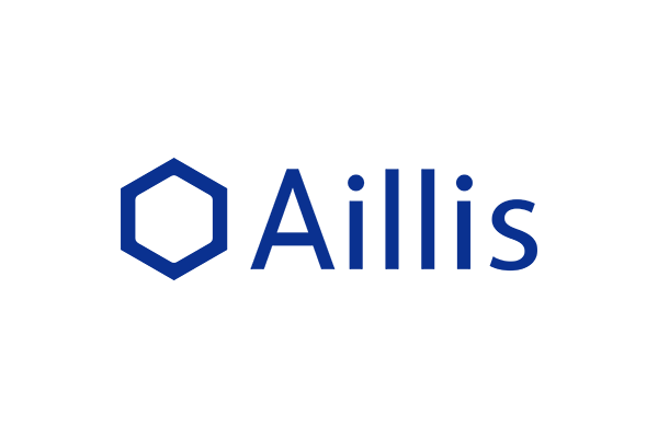 The logo of Aillis, featuring a blue hexagonal symbol and the brand name 'Aillis' in blue text.