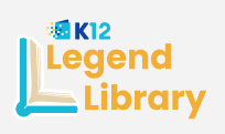 Logo for the K12 Legend Library, featuring an open book design and the words 'Legend Library' in yellow, with a K12 icon above.