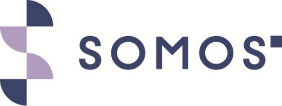 Logo for Somos, featuring geometric shapes and the word 'SOMOS' in bold letters.