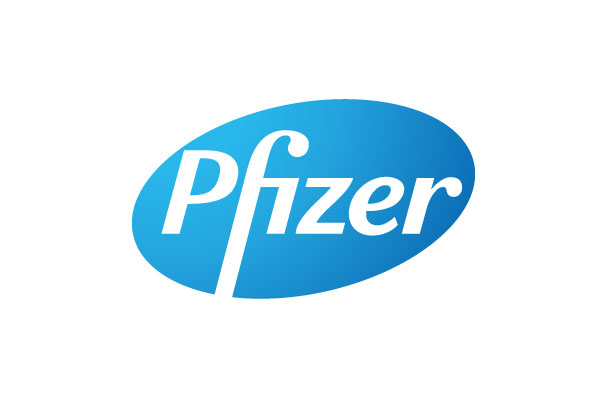 The Pfizer logo in blue on a white background