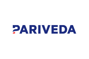 Pariveda company logo in blue text on a transparent background