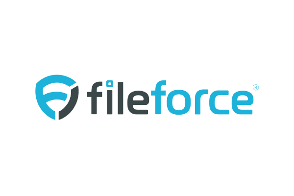 Fileforce logo featuring a blue and black shield icon and the word 'fileforce' in blue and black text on a white background.