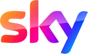 Logo of Sky, featuring the word 'sky' in gradient shades of orange, pink, and blue.