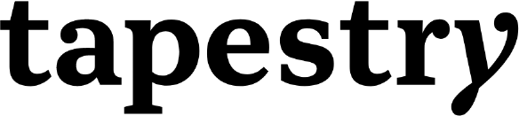The logo for Tapestry, featuring the company name in bold, black serif font on a transparent background.