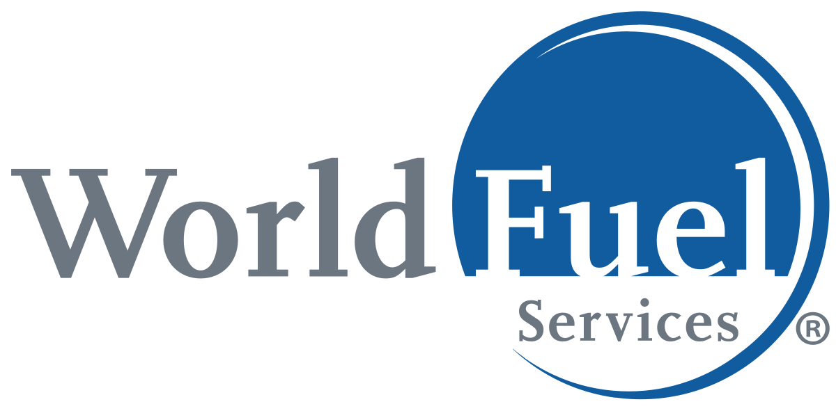 Logo of World Fuel Services featuring the company name with a blue circular design.
