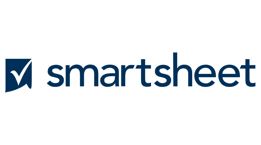 Smartsheet logo with a blue checkmark icon and text in dark blue.