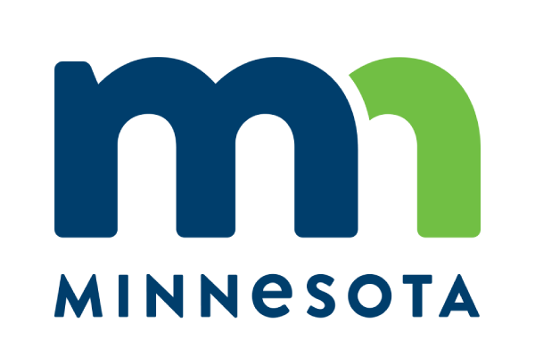 The logo for the state of Minnesota featuring stylized navy blue and green letters spelling 'MN' above the word 'Minnesota.'
