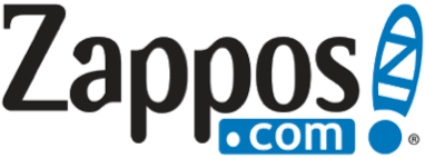 The Zappos.com logo featuring the brand name with a blue exclamation mark stylized as a shoe.