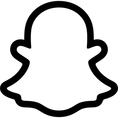 Black outline of the Snapchat ghost logo on a white background.