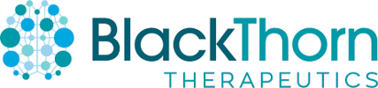 Logo for BlackThorn Therapeutics, featuring a stylized network globe design in blue and the company name.