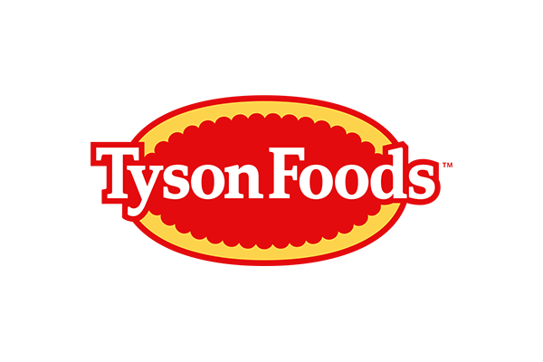 The logo of Tyson Foods, featuring the company name in white text within a red and yellow oval shape.
