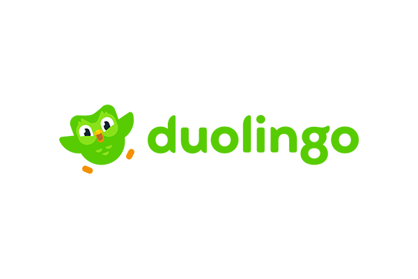 The Duolingo logo featuring the green owl mascot and the word 'duolingo' in green lettering.
