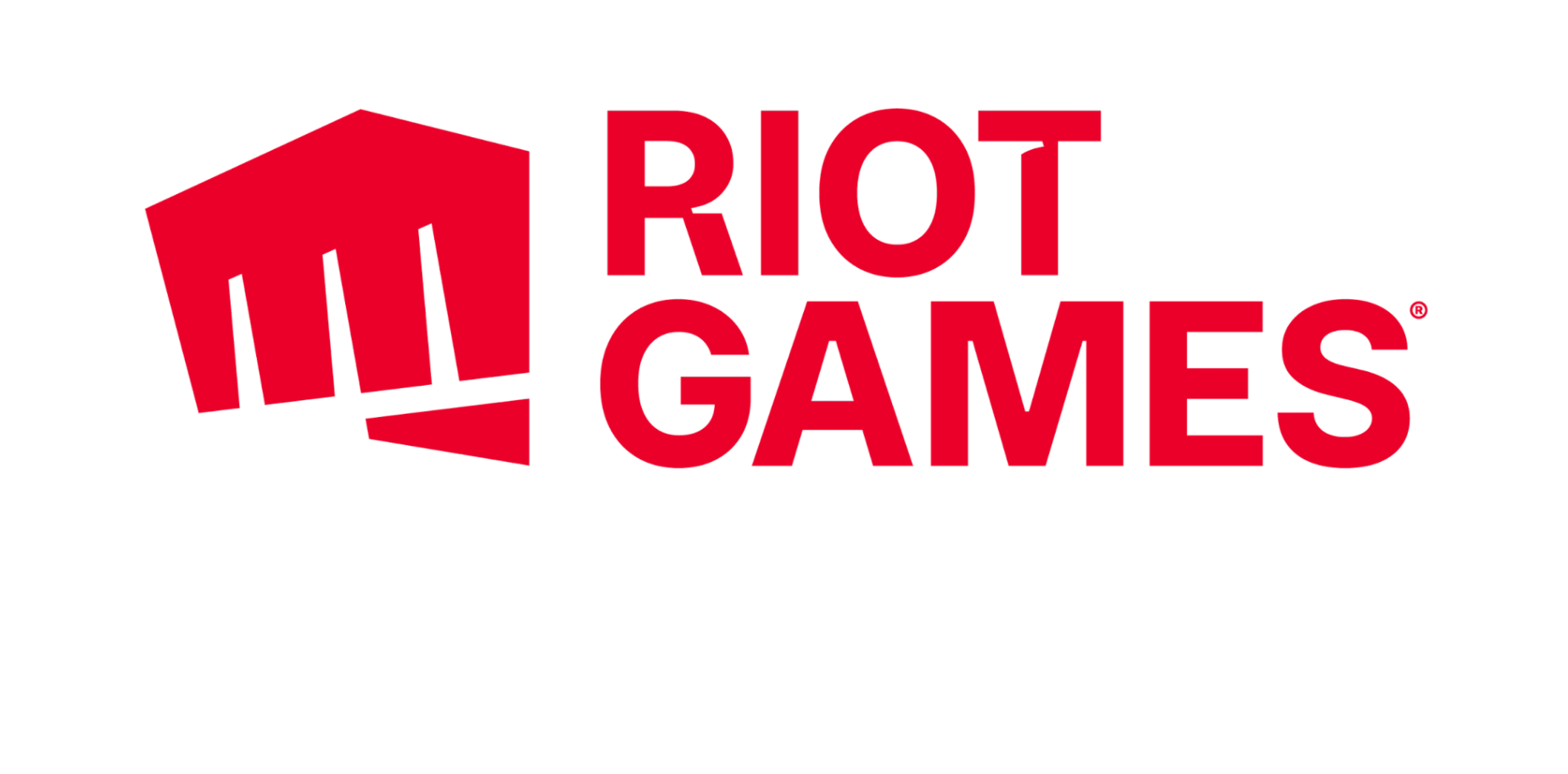 The Riot Games logo featuring a bold red fist icon and the text 'Riot Games' in red on a white background.