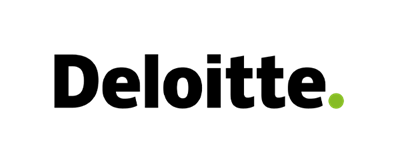 Deloitte logo in black text with a green dot on a transparent background.