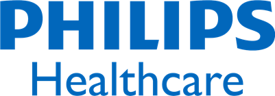 Philips Healthcare logo in blue text on a transparent background