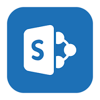 The logo icon for SharePoint 2016, featuring a stylized 'S' and connected nodes on a blue square background.