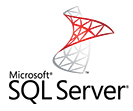 The logo of Microsoft SQL Server, featuring a stylized red and gray icon above the text 'Microsoft SQL Server'.