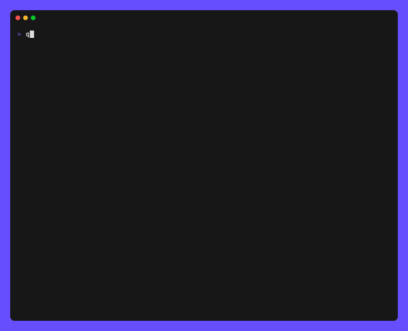 Animated demonstration of a command line interface (CLI) application being developed or used in a terminal window.