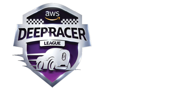 AWS DeepRacer League logo featuring a stylized shield with a racecar and the text 'AWS DeepRacer League'.